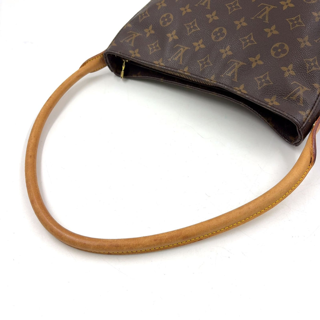 Louis Vuitton Looping GM Monogram Leather Brown Light Shoulder Bag Gold — view 5