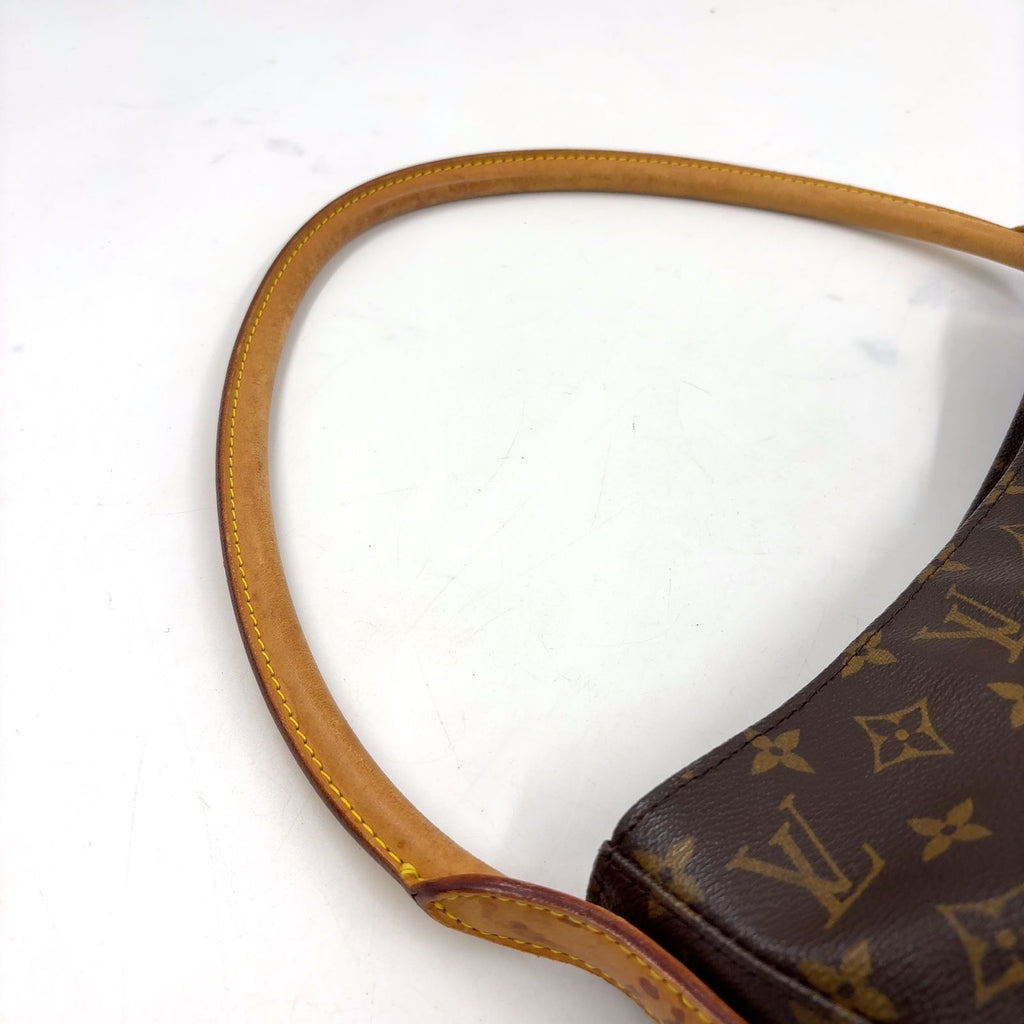 Louis Vuitton Looping GM Monogram Leather Brown Light Shoulder Bag Gold — view 6