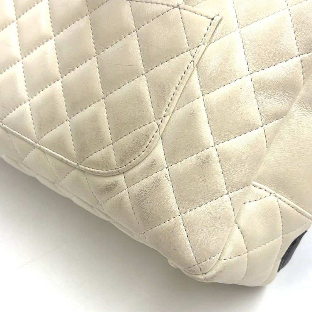 Chanel Cambon Line Bowling Lambskin Black White Shoulder Bag Silver — view 7