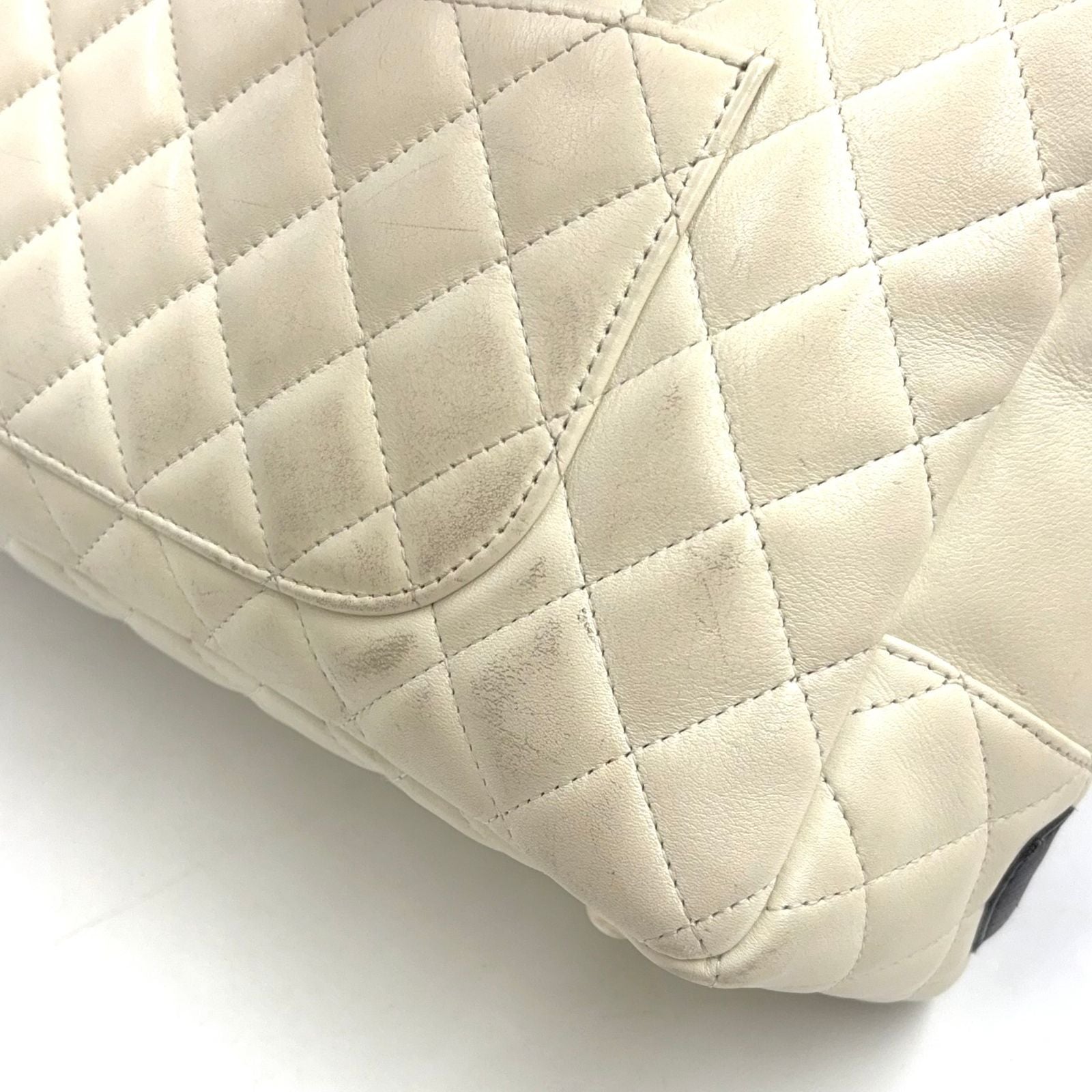 Chanel Cambon Line Bowling Lambskin Black White Shoulder Bag Silver — view 7