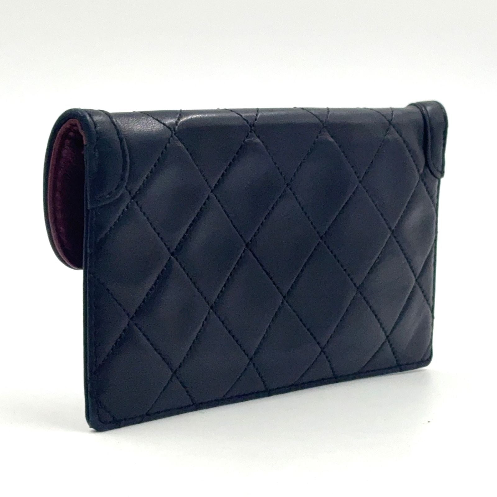 Chanel Quilted Shoulder Bag Lambskin Black Pouch Gold — view 2