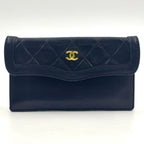 Chanel Quilted Shoulder Bag Lambskin Black Pouch Gold