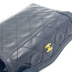 Chanel Quilted Shoulder Bag Lambskin Black Pouch Gold — view 9
