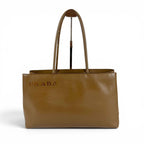 Prada Mini Tote Shoulder Perforated Logo Leather Brown — view 2