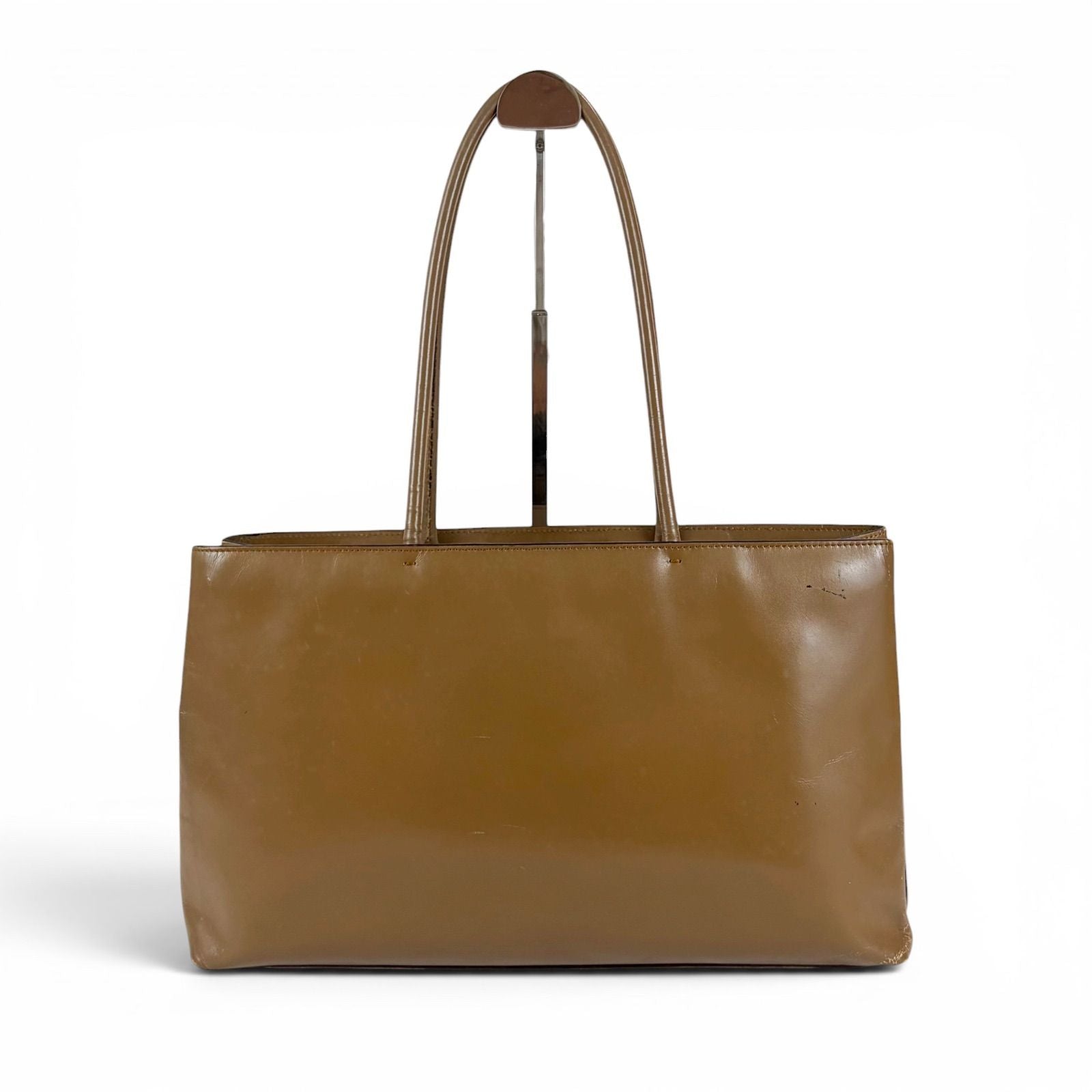 Prada Mini Tote Shoulder Perforated Logo Leather Brown — view 3