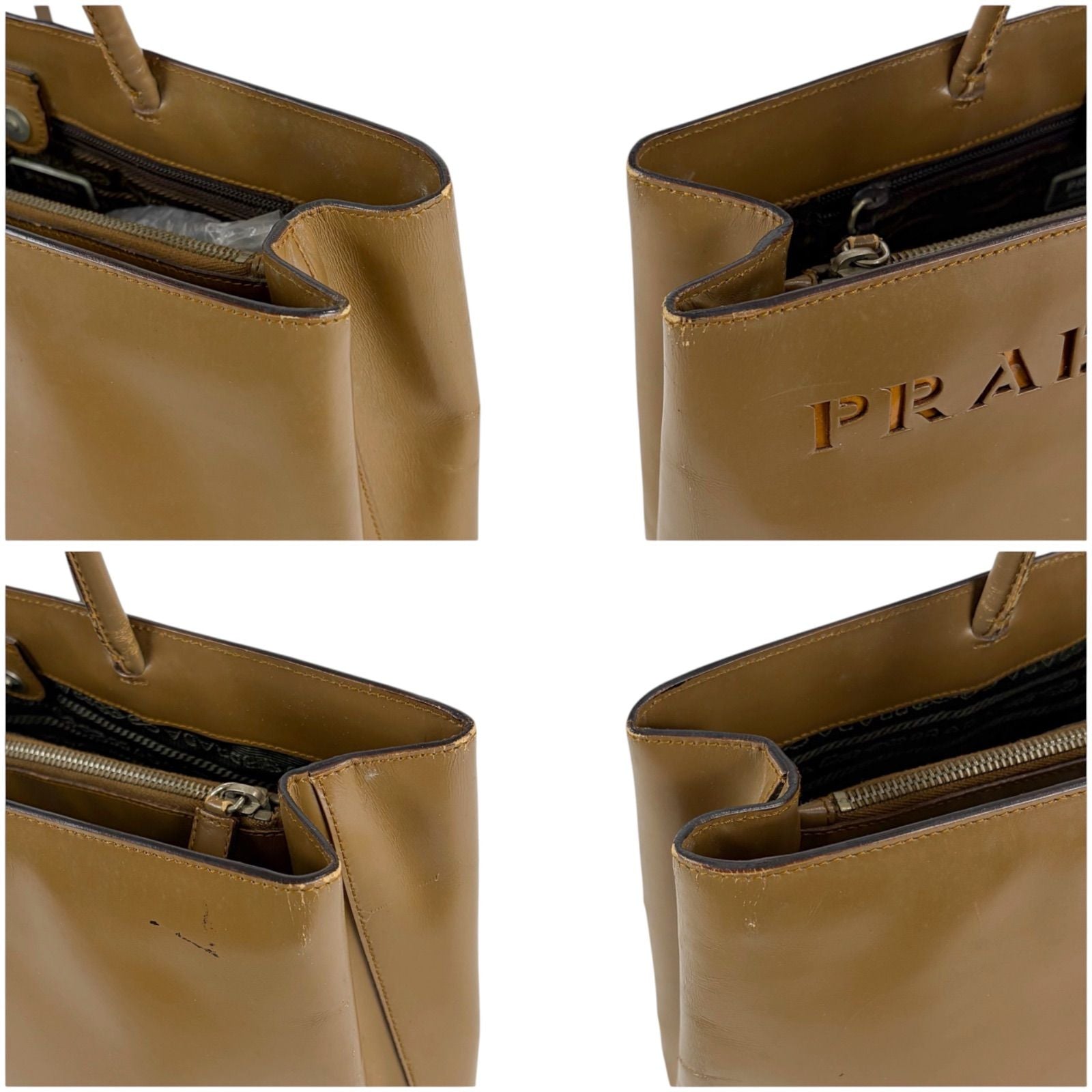Prada Mini Tote Shoulder Perforated Logo Leather Brown — view 5
