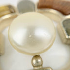 Chanel Color Stone Bangle Plastic Faux Pearl Gold White Bracelet — view 4