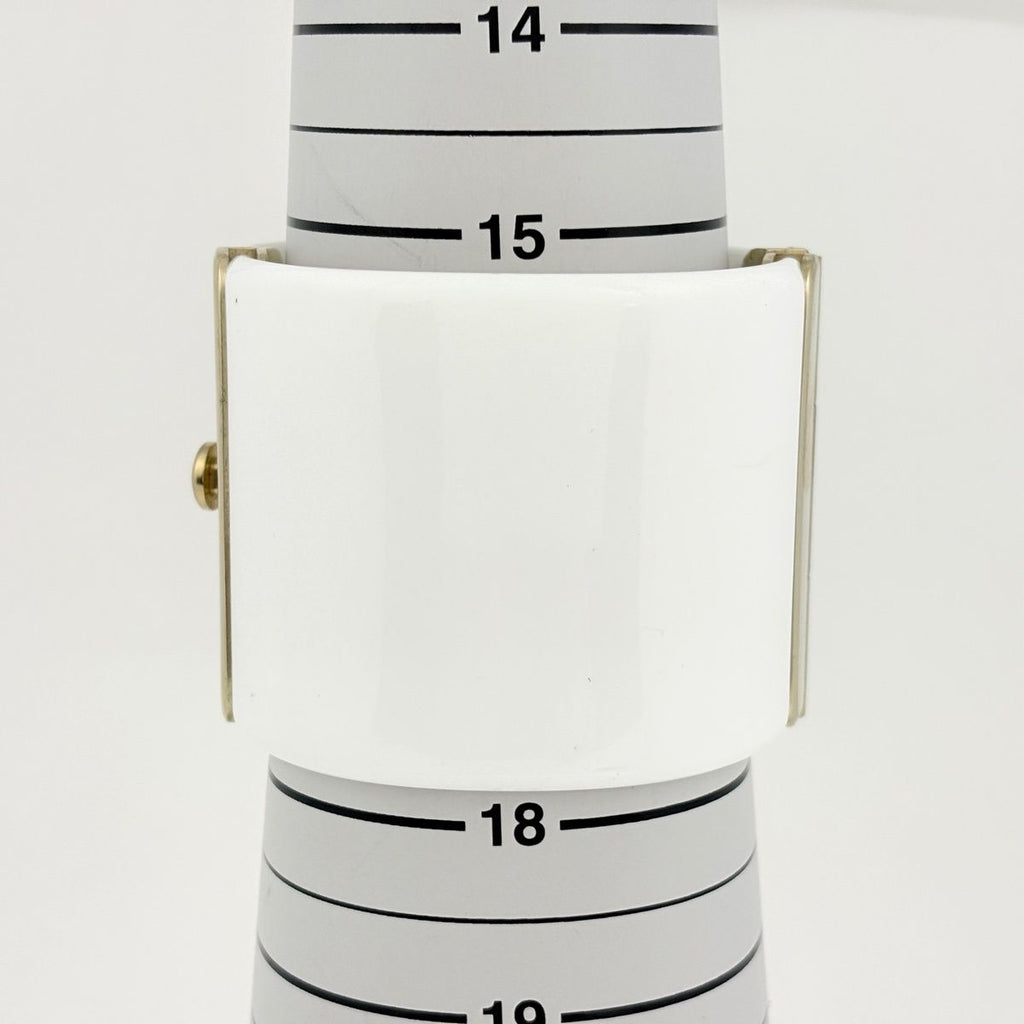 Chanel Color Stone Bangle Plastic Faux Pearl Gold White Bracelet — view 7