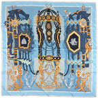 Hermes Carre 90 Brides Et Destin Scarf Silk Blue Multicolor