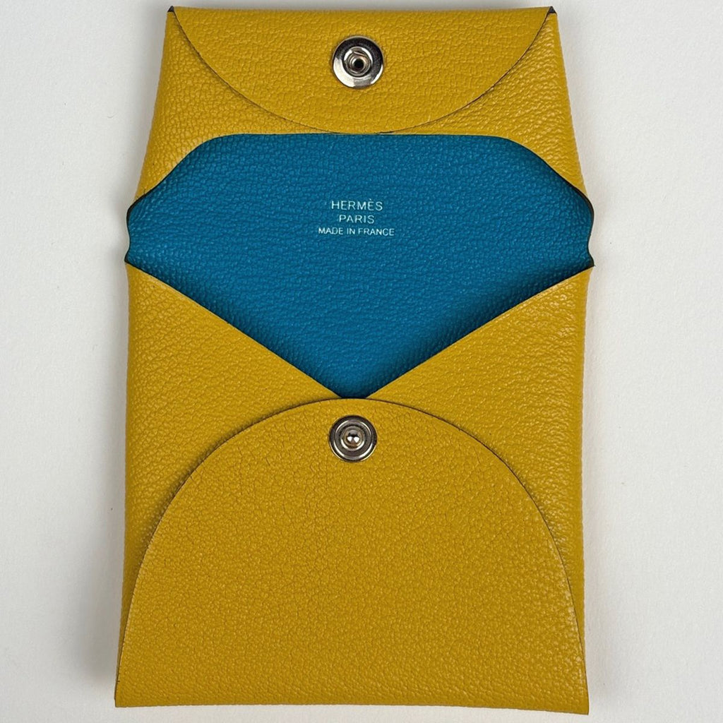 Hermes Bastia Verso Coin Purse Leather Yellow — view 6