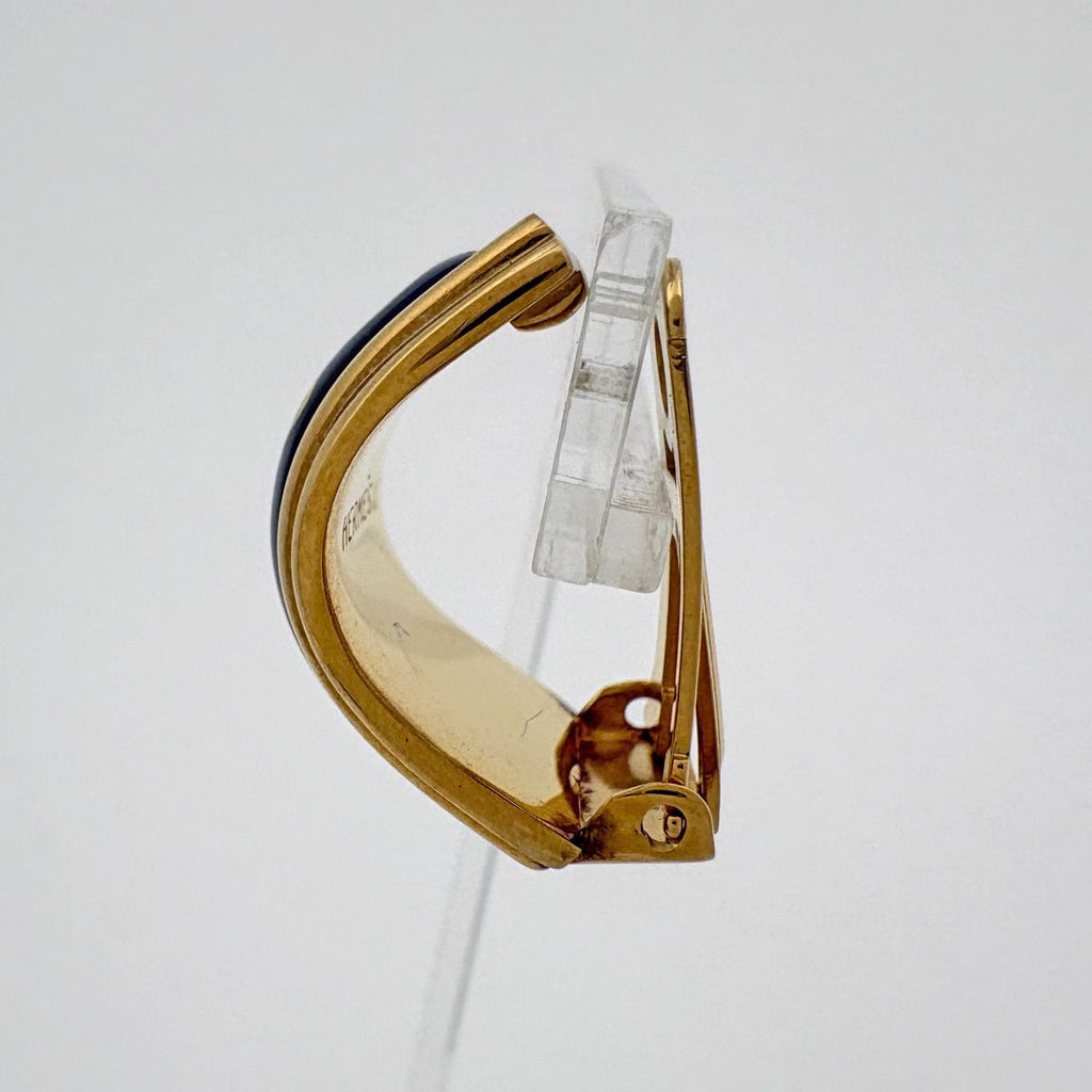 Hermes Enamel Earrings Gold Plated Blue — view 2