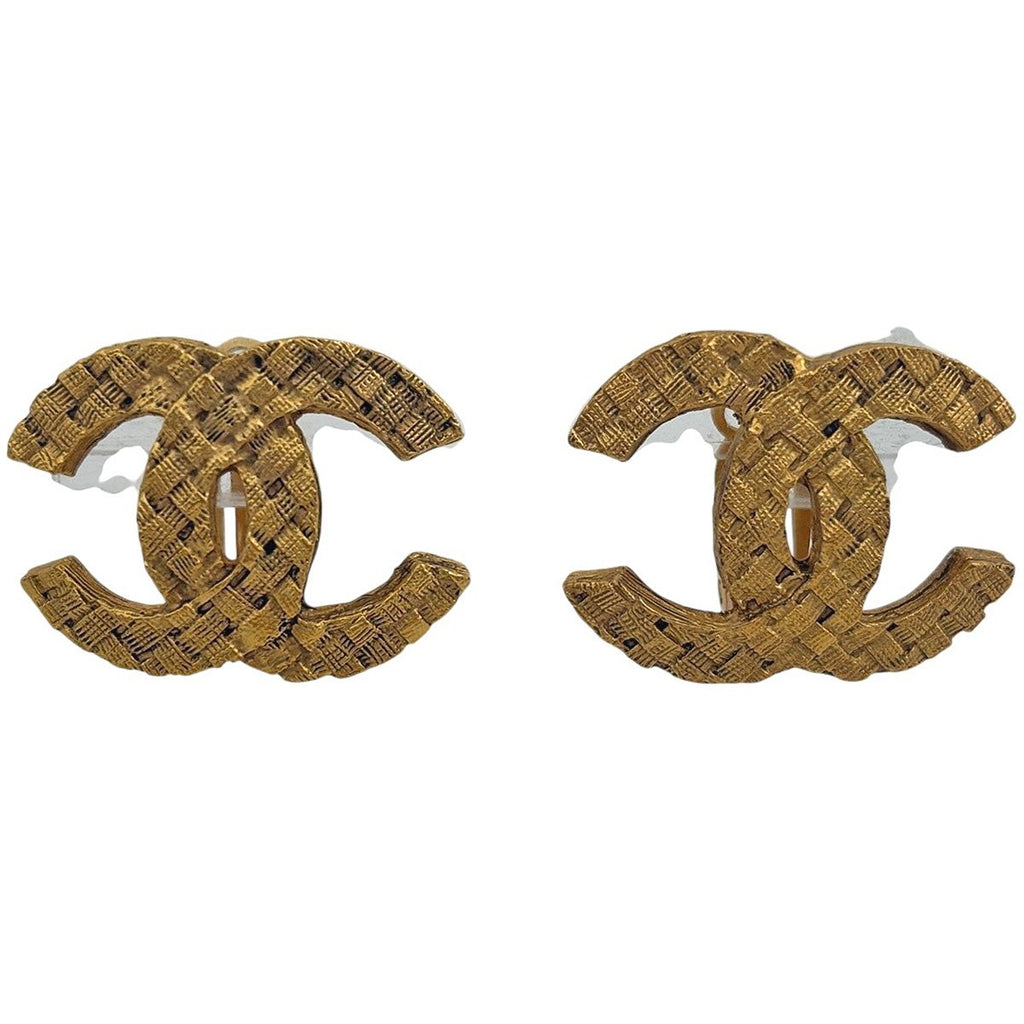 Chanel CC Logo Earrings Gold Plated