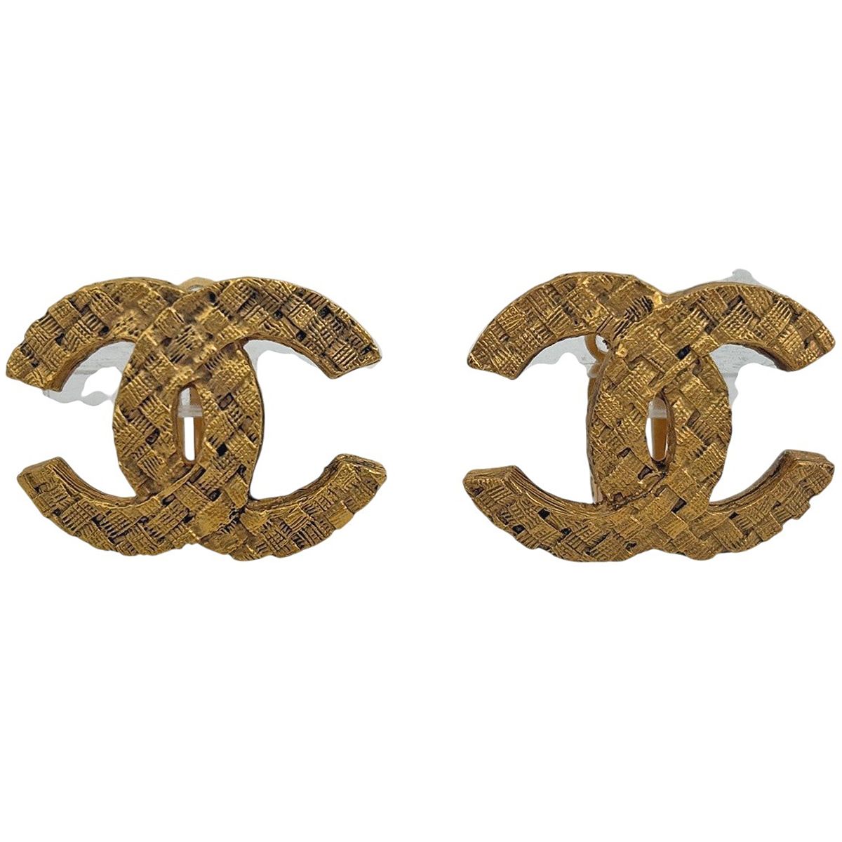 Chanel CC Logo Earrings Gold Plated