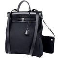 Hermes Herbag Zip a Dos PM 2-Way Toile Ashbe Roulis Backpack Canvas Noir