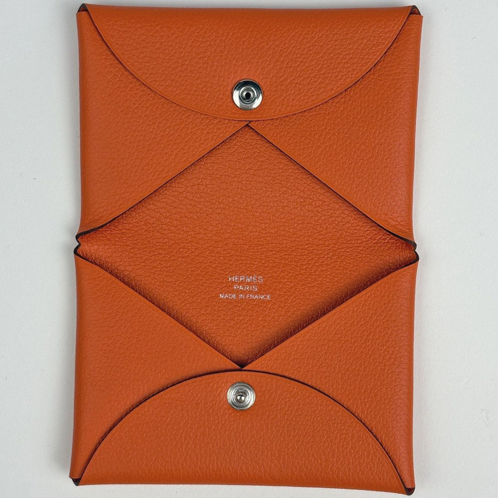 Hermes Calvi Card Case Vo Garibaldi Orange — view 7