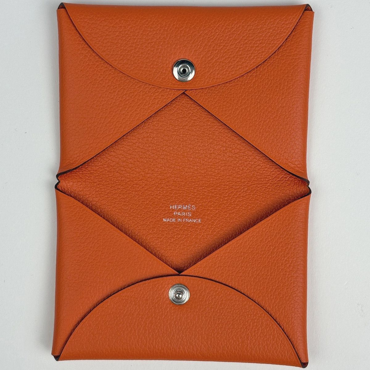 Hermes Calvi Card Case Vo Garibaldi Orange — view 7