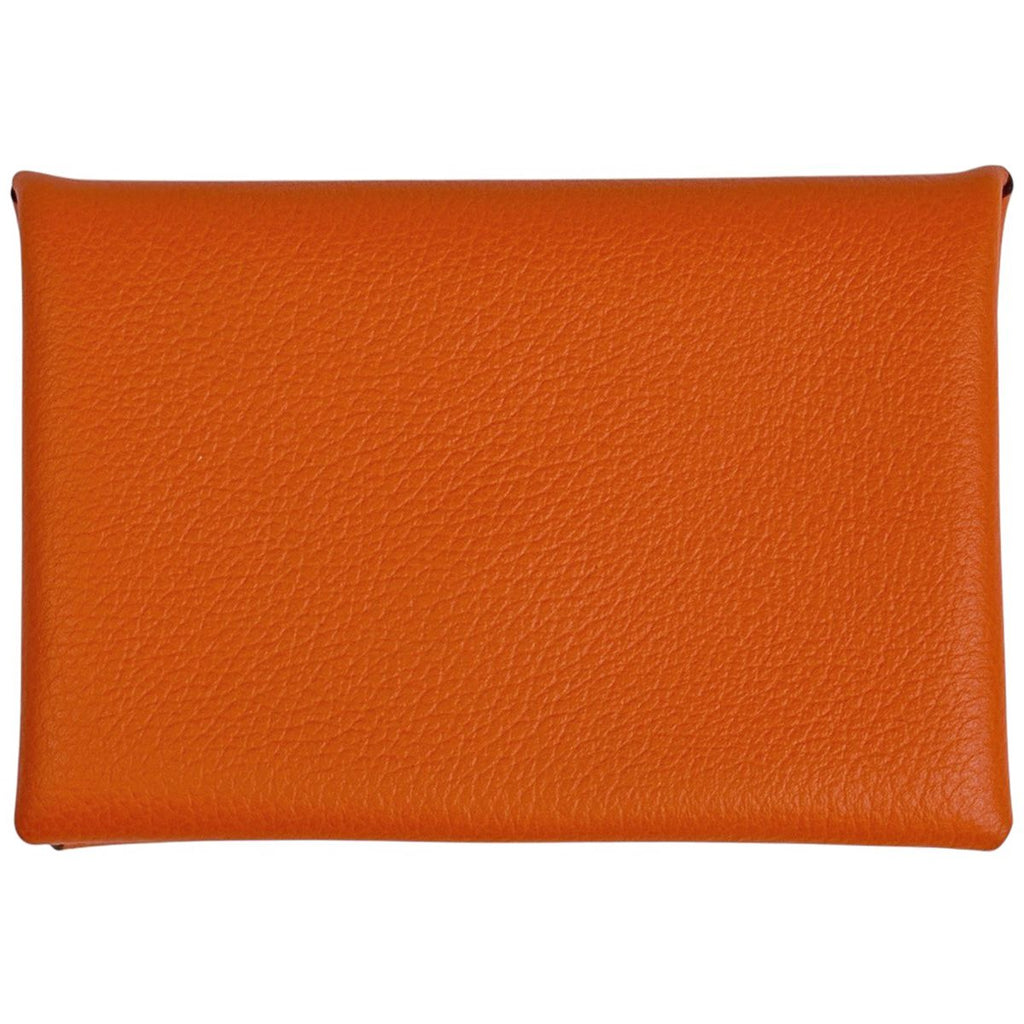Hermes Calvi Card Case Vo Garibaldi Orange