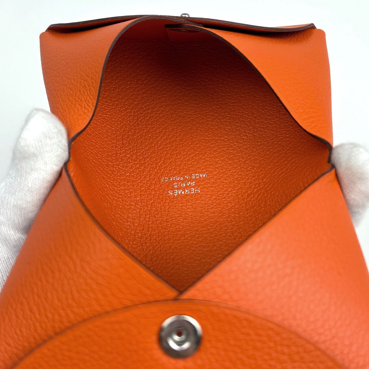 Hermes Calvi Card Case Vo Garibaldi Orange — view 6