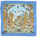 Hermes Carre 90 Sichuan Scarf Silk Blue Multicolor
