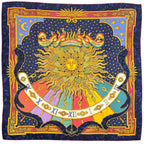 Hermes Carre 90 Carpe Diem Enjoy Your Day Sun Moon Scarf Silk Navy Multi
