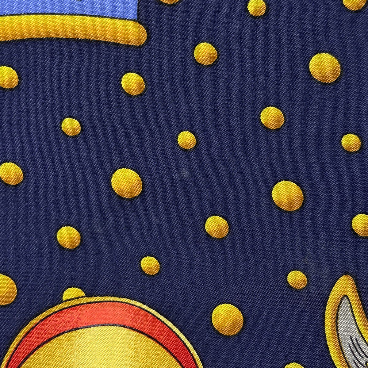 Hermes Carre 90 Carpe Diem Enjoy Your Day Sun Moon Scarf Silk Navy Multi — view 3