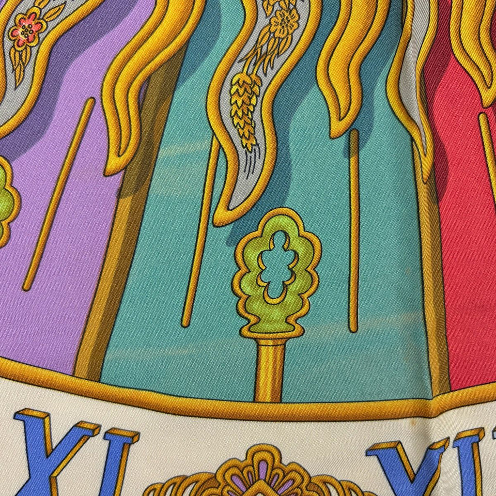 Hermes Carre 90 Carpe Diem Enjoy Your Day Sun Moon Scarf Silk Navy Multi — view 5