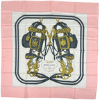 Hermes Carre 90 Brides de Gala Ceremonial Bridle Horse Gear Scarf Silk Pink