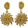 Chanel CC Logo Earrings Swing Gold Plated