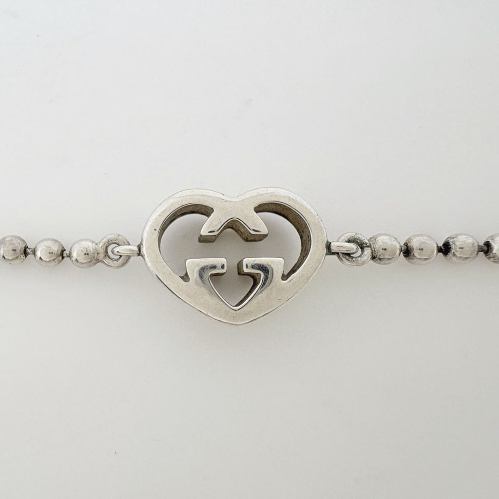 Gucci Heart Motif Bracelet Ball Chain 925 Sterling Silver — view 2