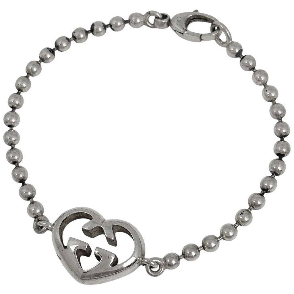 Gucci Heart Motif Bracelet Ball Chain 925 Sterling Silver