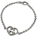 Gucci Heart Motif Bracelet Ball Chain 925 Sterling Silver