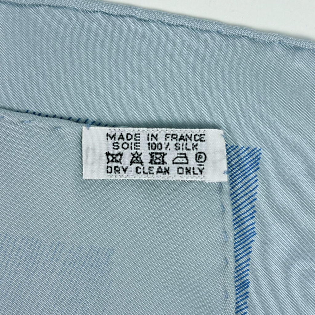 Hermes Carre 90 Etude Pour Une Parure de Gala Formal Scarf Silk Light Blue — view 2