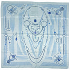 Hermes Carre 90 Etude Pour Une Parure de Gala Formal Scarf Silk Light Blue