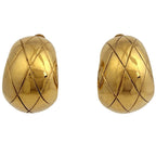Chanel CC Logo Earrings Quilted Gold Plated