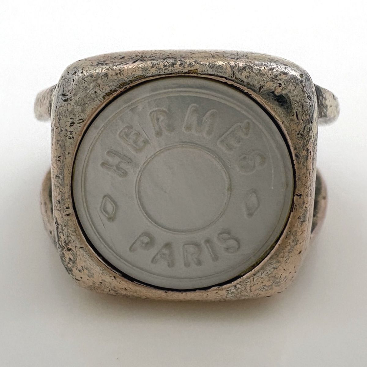 Hermes Corozo Ring Series Shell Metal Silver — view 2