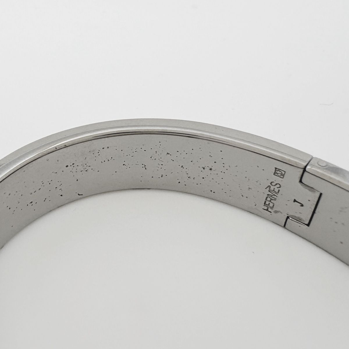 Hermes Clic Enamel Bracelet Clac Bangle Metal Silver White — view 3