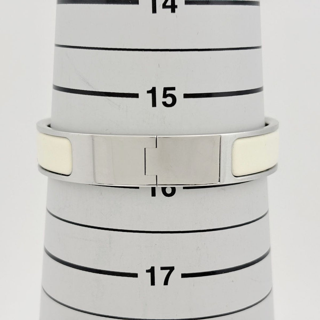 Hermes Clic Enamel Bracelet Clac Bangle Metal Silver White — view 4