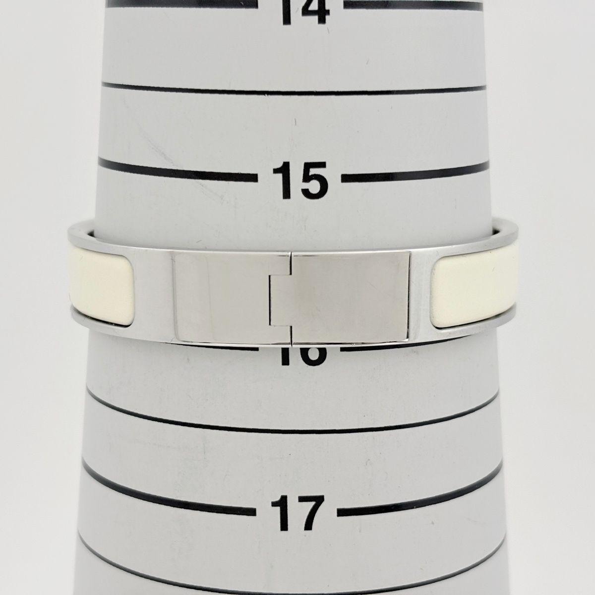 Hermes Clic Enamel Bracelet Clac Bangle Metal Silver White — view 4