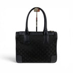 Gucci GG Canvas Tote Leather Black Shoulder Handbag
