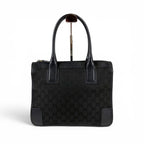 Gucci GG Canvas Tote Leather Black Shoulder Handbag — view 2