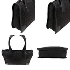 Gucci GG Canvas Tote Leather Black Shoulder Handbag — view 3