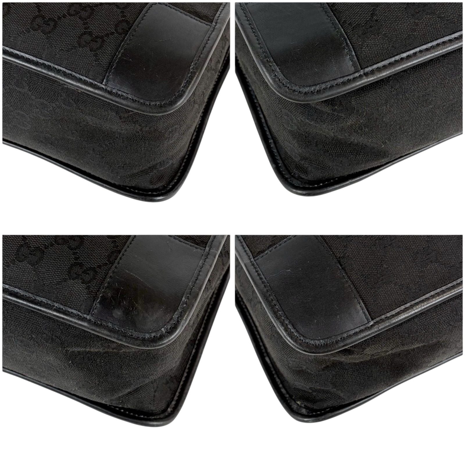 Gucci GG Canvas Tote Leather Black Shoulder Handbag — view 5