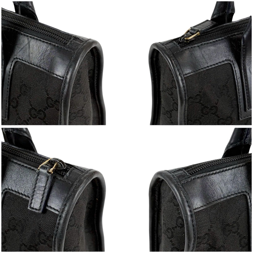 Gucci GG Canvas Tote Leather Black Shoulder Handbag — view 4