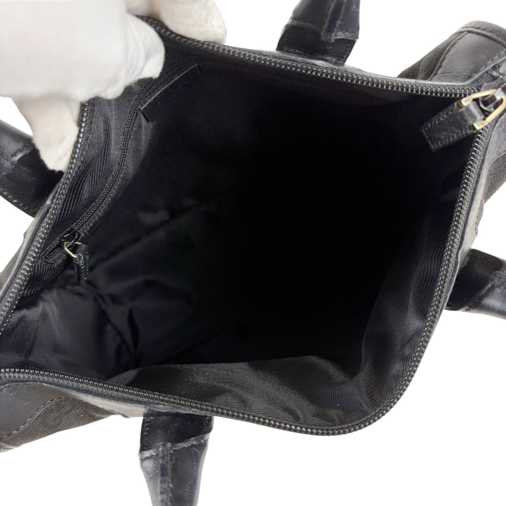 Gucci GG Canvas Tote Leather Black Shoulder Handbag — view 7