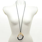 Hermes Necklace Loop Grand Leather Black Gold — view 2