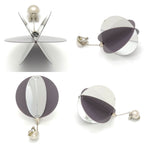Prada Jumbo Sequin Disco Ball Earrings Both Ears Clip on 10 Mirror & Gray Color — view 6