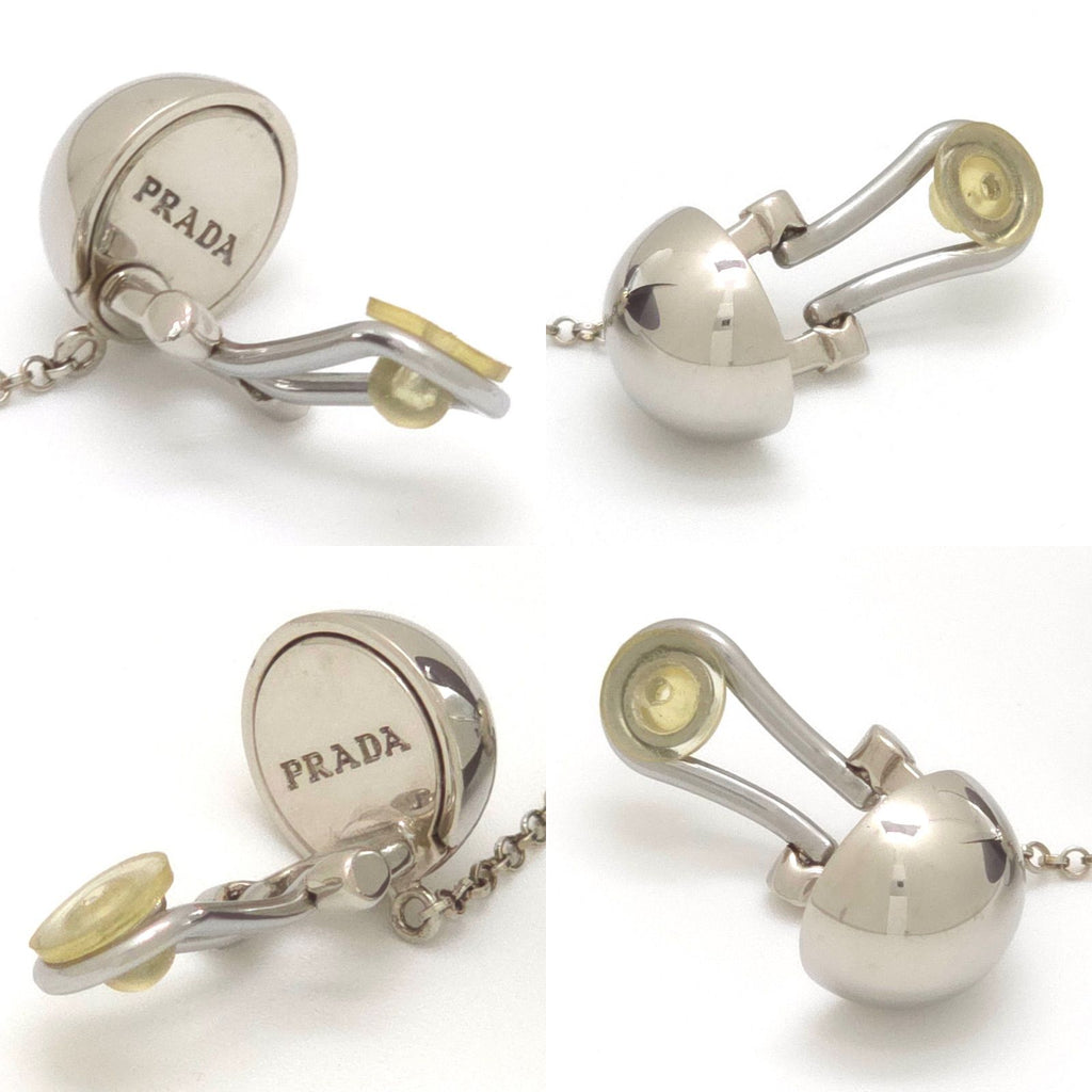 Prada Jumbo Sequin Disco Ball Earrings Both Ears Clip on 10 Mirror & Gray Color — view 8