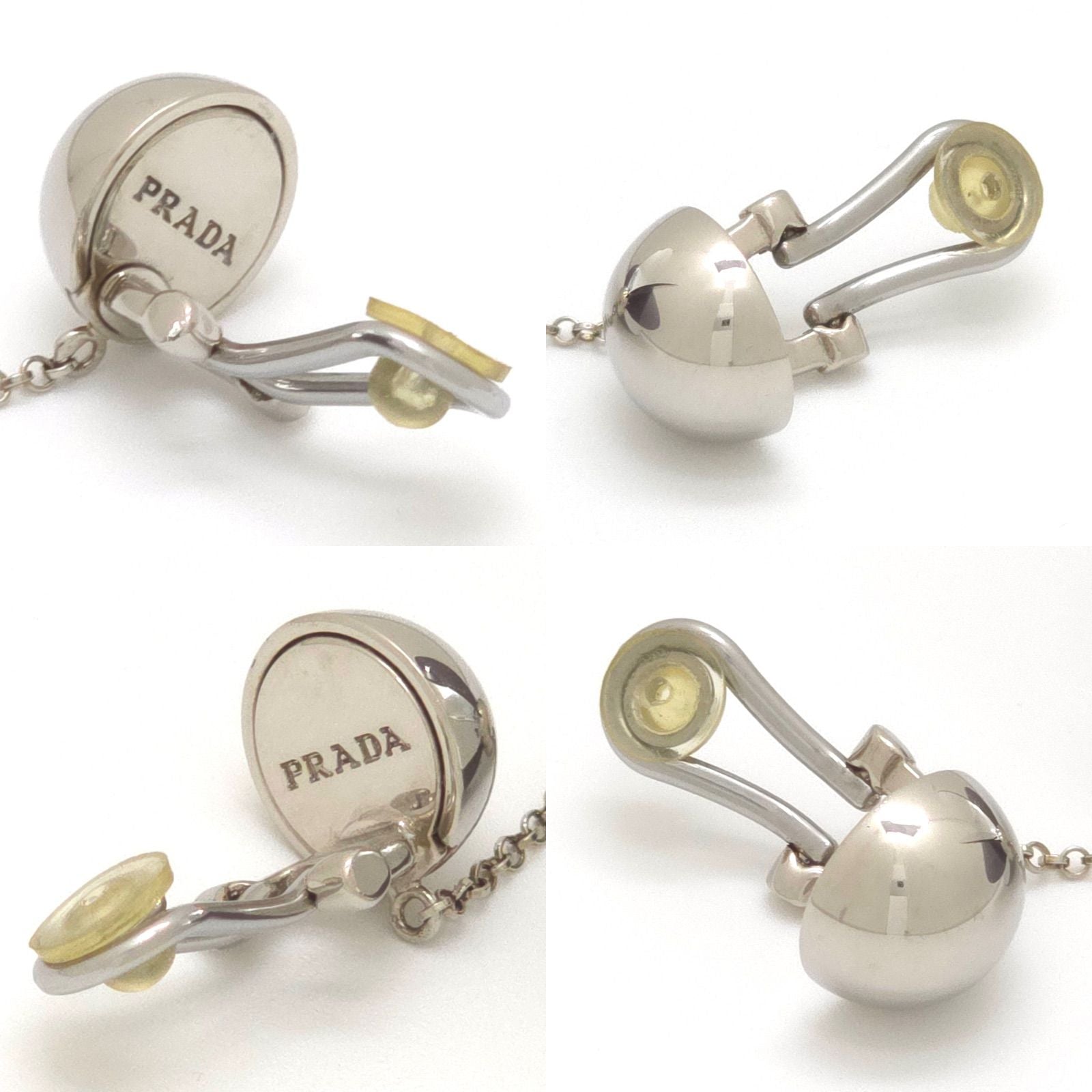 Prada Jumbo Sequin Disco Ball Earrings Both Ears Clip on 10 Mirror & Gray Color — view 8