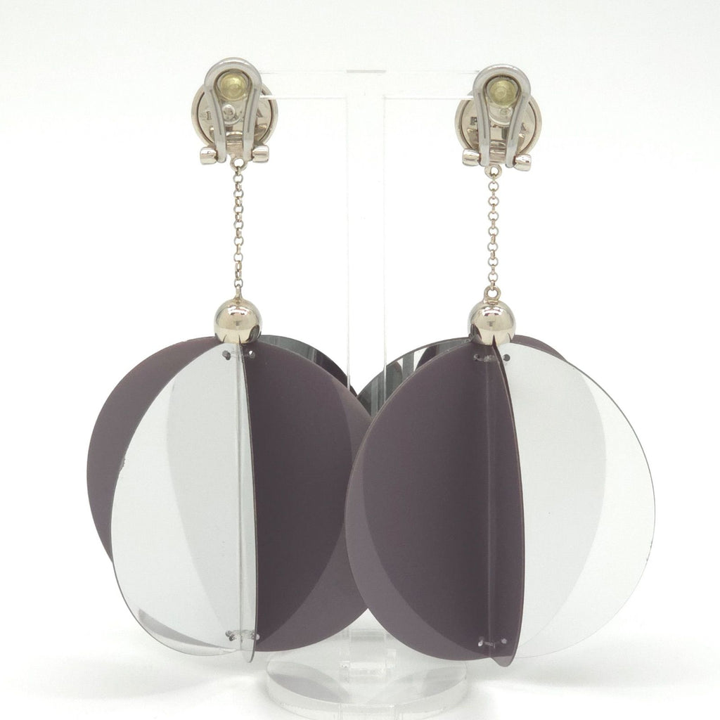 Prada Jumbo Sequin Disco Ball Earrings Both Ears Clip on 10 Mirror & Gray Color