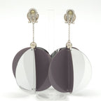 Prada Jumbo Sequin Disco Ball Earrings Both Ears Clip on 10 Mirror & Gray Color